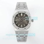 IPF 1-1 Clone Audemars Piguet Royal Oak 15450ST Swiss 3120 Grey Dial Diamond Watch 37mm 